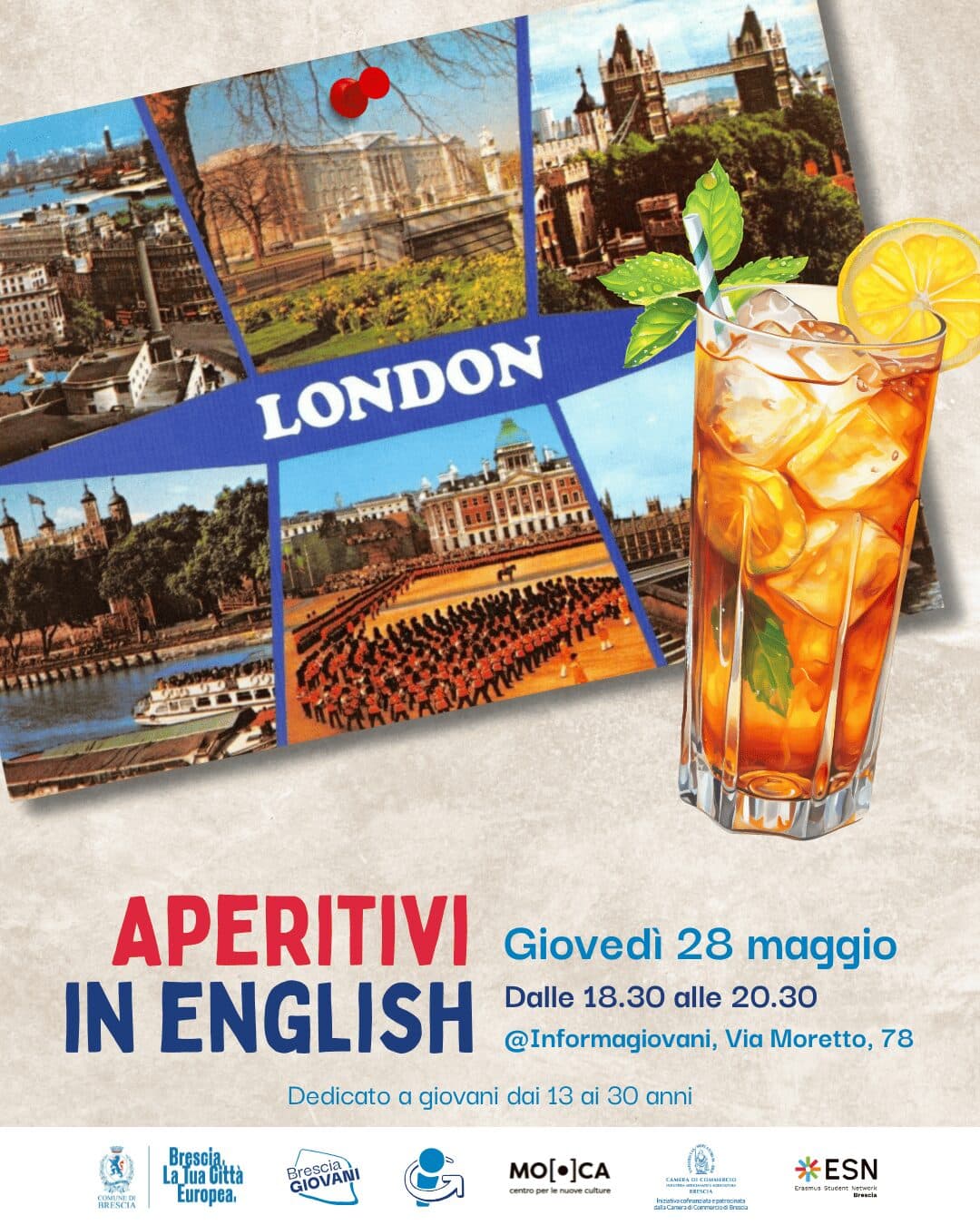 Aperitivi in English — Cultura a Brescia, giovedì 28 maggio